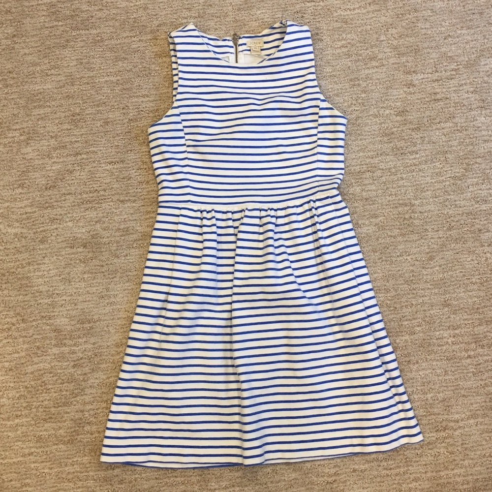 Jcrew Daybreak white blue stripe dress